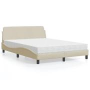 vidaXL Bed with Mattress "Dover" Cream 140x190 cm Fabric