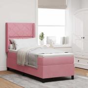 vidaXL Bäddfjäder med madrass med led Rosa 80 x 200 cm Sammet