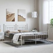 vidaXL Sängram med huvudgavel och fotgavel vit metall 183x213 cm