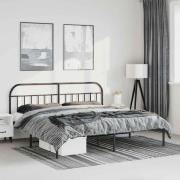 vidaXL Sängram med huvudgavel metall svart 183x213 cm