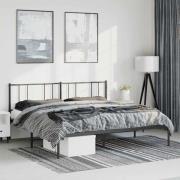 vidaXL Sängram med huvudgavel metall svart 183x213 cm
