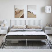 vidaXL Sängram med huvudgavel metall vit 183x213 cm