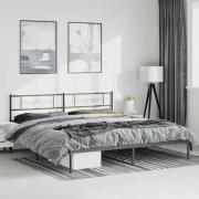 vidaXL Sängram med huvudgavel metall svart 193x203 cm
