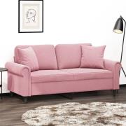vidaXL 2-sitssoffa med prydnadskuddar rosa 140 cm sammet
