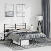 vidaXL Sängram med huvudgavel metall svart 150x200 cm