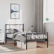 vidaXL Sängram med huvudgavel och fotgavel svart metall 100x190 cm