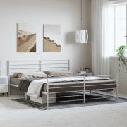vidaXL Sängram med huvudgavel och fotgavel vit metall 193x203 cm