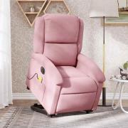 vidaXL Elektrisk massagefåtölj med uppresningshjälp rosa sammet