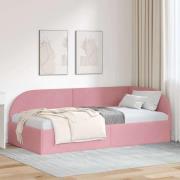 vidaXL Hörn Sängram med huvudgavel Rosa 90 x 200 cm Sammet