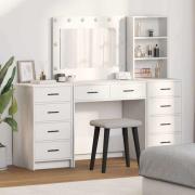 vidaXL Smyckebord med låda 3 pcs Vit 40 x 41 x 135 cm Konstruerat trä
