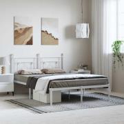 vidaXL Sängram med huvudgavel metall vit 150x200 cm