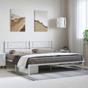 vidaXL Sängram med huvudgavel metall vit 183x213 cm