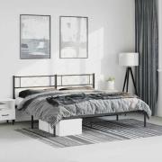 vidaXL Sängram med huvudgavel metall svart 193x203 cm