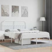 vidaXL Sängram med huvudgavel metall vit 140x200 cm