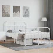 vidaXL Sängram med huvudgavel och fotgavel vit metall 120x190 cm