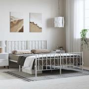 vidaXL Sängram med huvudgavel och fotgavel vit metall 150x200 cm