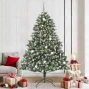 vidaXL Konstgjord julgran med 300 LED-lampor Grön 140 x 140 x 210 cm
