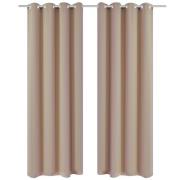 2-pack gräddvita mörkläggningsgardiner med metallringar 135 x 245 cm