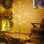 vidaXL Björkträd med LED varmvit 48 LEDs 120 cm