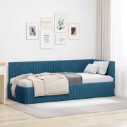 vidaXL Hörn Sängram med huvudgavel Blå 80 cm x 200 cm Sammet