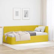 vidaXL Hörn Sängram med huvudgavel Gul 90 cm x 200 cm Sammet
