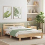 vidaXL Sängram med huvudgavel sonoma-ek 140x190 cm konstruerat trä