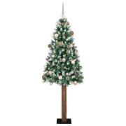 vidaXL Smal julgran med stativ Grön och Vit 210 cm PVC och solid furu