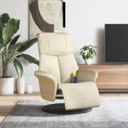 vidaXL Massagefåtölj med fotpall gräddvit konstläder