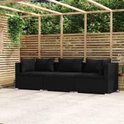 vidaXL Tresitssoffa med dynor konstrotting svart