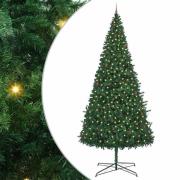 vidaXL Julgran med dekorativa strängljus Grön 400 cm PVC
