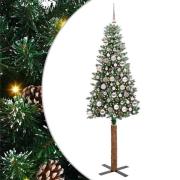 vidaXL Smal julgran med stativ Grön och Vit 180 cm PVC och solid furu
