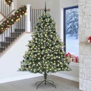 vidaXL Konstgjord julgran med 300 LED-lampor Grön 160 x 160 x 240 cm