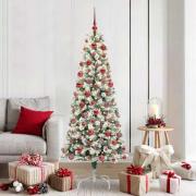 vidaXL Plast Hingad Julgran med LED -remsljus 180 cm PVC