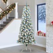 vidaXL Plast Hingad Julgran med LED -remsljus 240 cm PVC