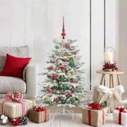 vidaXL Plast Hingad Julgran med LED -remsljus Vit 120 cm PE och PVC