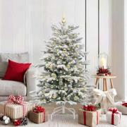 vidaXL Plast Hingad Julgran med LED -remsljus Vit 150 cm PE och PVC