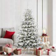 vidaXL Plast Hingad Julgran med LED -remsljus Vit 180 cm PE och PVC