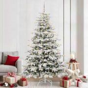 vidaXL Plast Hingad Julgran med LED -remsljus Vit 240 cm PE och PVC