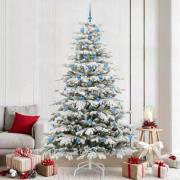 vidaXL Plast Hingad Julgran med LED -remsljus Vit 240 cm PE och PVC