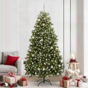 vidaXL Konstgjord julgran med LED -remsljus Grön 240 cm PVC och metall