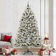 vidaXL Konstgjord julgran Grön och Vit 240 cm PVC och metall