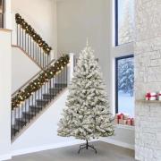 vidaXL Konstgjord julgran Grön och Vit 300 cm PVC och metall