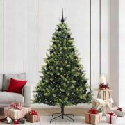 vidaXL Konstigt hinged julgran 300 LED-lampor Grön 210 cm PVC och PE