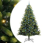 vidaXL Konstgjord hinged julgran med 300 LEDs Grön 240 cm PVC och PE