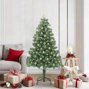 vidaXL Julgran med 300 LED-lampor med stativ Grön 180 cm PVC