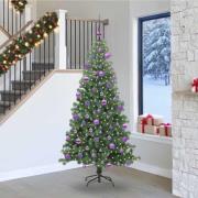vidaXL Julgran med 300 LED-lampor med stativ Grön 240 cm PVC