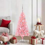 vidaXL Julgran med 150 LED-lampor med stativ Rosa 120 cm PVC