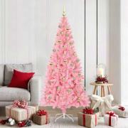 vidaXL Julgran med 300 LED-lampor med stativ Rosa 180 cm PVC