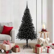 vidaXL Julgran med 150 LED-lampor med stativ Svart 150 cm PVC