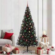 vidaXL Julgran med 300 LED-lampor med stativ Svart 210 cm PVC